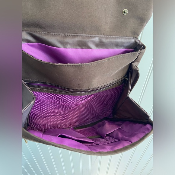 Travelon Cross Body Anti Theft Travel Bag Brown Pink Lining Polyester Nylon - Picture 10 of 16